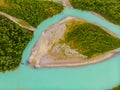 Valley of Katun river storm clouds, Altai mountains republic, Siberia Russia, aerial top view Royalty Free Stock Photo