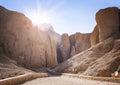 Valley of the kings at sunrise, the burial place in Luxor, Egypt, of ancient pharoahs including Tutankamun Royalty Free Stock Photo