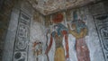 Valley of the kings Luxor Egypt Tomb of Tausert and Setnakht ra god of sun heiroglyphic painting with pastel color beautiful