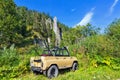 Car UAZ-31512 among the taiga. Gorny Altai, Siberia, Russia