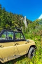 Car UAZ-31512 among the taiga. Gorny Altai, Siberia, Russia