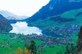 Valley of Lake Lungern or Lungerersee in Obwalden, Switzerland