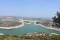 Valley and lake view from the hill	with clear sky Royalty Free Stock Photo