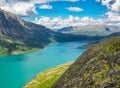 Valley Leirungsdalen from mountain Knutshoe in Norway