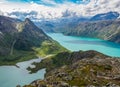 Valley Leirungsdalen from mountain Knutshoe in Norway