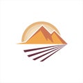 Valley Logo Mountain Vector Natural Color Cartoon Illustration