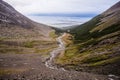 Valley of the Martial glacier and his river with Ushuaia Royalty Free Stock Photo