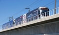 Valley Metro Light rail running over the Salt River. Royalty Free Stock Photo