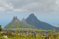 Valley and mountain tops. Trou aux Cerfs, Curepipe, Mauritius Royalty Free Stock Photo