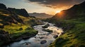 Backlit Photography Of A River Flowing Through A Valley