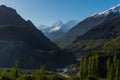 Valley mountains landscape, forest and mountain range in summer at Hunza valley Pakistan Royalty Free Stock Photo