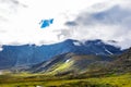 Valley and mountains in the subpolar urals on a summer day