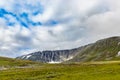 Valley and mountains in the subpolar urals on a summer day