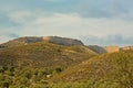 Valley with Olive trees and high flanks above of Sierra Nevada mountains