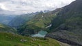 Valley with Pasterze Glacier reservoir at Grossglockner high alpine road in Austriahe Tauern, Austria. Royalty Free Stock Photo