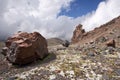 Valley with rock and moss in Caucasus mountains