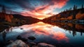 Valley\'s Serene Lake And Stunning Sunset