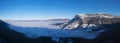 Valley of the Sakana Barranca covered with a sea of clouds Royalty Free Stock Photo