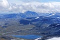 The Valley of Sjoa river and Steinbuvatnet lake as seen from Glittertind mountain. Lom, Norway