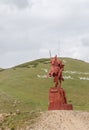 Valley Talas, Kyrgyzstan - August 15, 2016: Monument to Manas