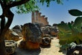 The Valley of Temples with in the background the eight columns of the Temple of Heracles  Agrigento  Sicily  Italy Royalty Free Stock Photo