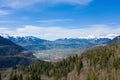 The valley and town of Passy in the Mont Blanc massif in Europe, France, the Alps, towards Chamonix, in spring, on a sunny day Royalty Free Stock Photo