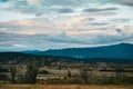 Valley under the cloudy sunset sky at the Tatacoa Desert, Colombia Royalty Free Stock Photo