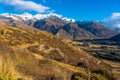 Valley view from Crown Range road, New Zealand Royalty Free Stock Photo