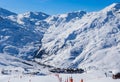 Valley view of Val Thorens. Village of Les Menuires Royalty Free Stock Photo