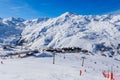 Valley view of Val Thorens. Village of Les Menuires Royalty Free Stock Photo