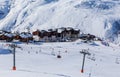 Valley view of Val Thorens. Village of Les Menuires Royalty Free Stock Photo