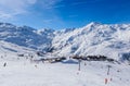 Valley view of Val Thorens. Village of Les Menuires Royalty Free Stock Photo