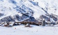 Valley view of Val Thorens. Village of Les Menuires Royalty Free Stock Photo