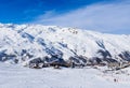 Valley view of Val Thorens. Village of Les Menuires Royalty Free Stock Photo