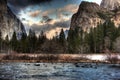 Valley View, Yosemite, with light snow in winter