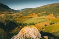 Valley viewed from Cucugnan`s windmill Royalty Free Stock Photo