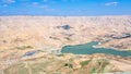 Valley of Wadi Mujib river and Al Mujib dam Royalty Free Stock Photo