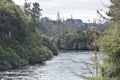 Valley of Waikato River after passing Huka Falls Royalty Free Stock Photo
