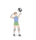 Volleyball player isolated on white. vector illustration