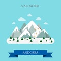 Vallnord mountain ski resort Andorra flat vector attraction