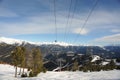 VallNord, ski lift chair El Cubil, sector Pal, the Principality of Andorra, the eastern Pyrenees, Europe. Royalty Free Stock Photo