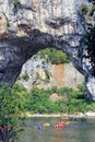 Vallon Pont d'Arc, Natural Rock bridge over the River in the Ard Royalty Free Stock Photo