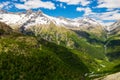Valmalenco IT, view of the Ventina valley and Muretto pass Royalty Free Stock Photo