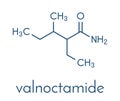 Valnoctamide sedative drug molecule. Skeletal formula.