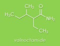 Valnoctamide sedative drug molecule. Skeletal formula.