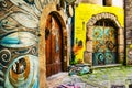 Street murals in Valogno , Province of Caserta, Campania, Italy. Valogno is a small village near Sessa Aurunca, famous for its