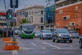 VALPARAISO, CHILE - SEPTEMBER, 15, 2018: Traffic street with cars circulating close to Plaza Sotomayor where is the Royalty Free Stock Photo