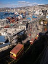 Valparaiso harbour and the tipical elevators in the town Royalty Free Stock Photo