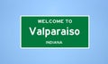 Valparaiso, Indiana city limit sign. Town sign from the USA.