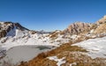 Valparola mountain pass in italian Dolomites Royalty Free Stock Photo